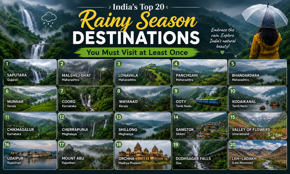 India's Top 20 Rainy Season Destinations You Must Visit at Least Once