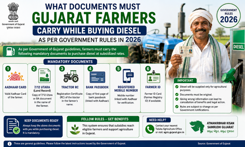 What Documents Must Gujarat Farmers Carry While Buying Diesel as per Government Rules in 2026