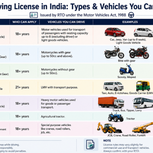 What Are the Different Types of Driving Licenses in India & Which Vehicles Can You Legally Drive with Each Category?